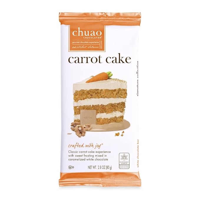 Chuao Chocolatier Carrot Cake White Chocolate Bars | Gourmet Caramel Chocolate Artisan European No Preservatives | For Easter Gift Baskets Christmas Valentines Day Gifts for Women Men Birthday C