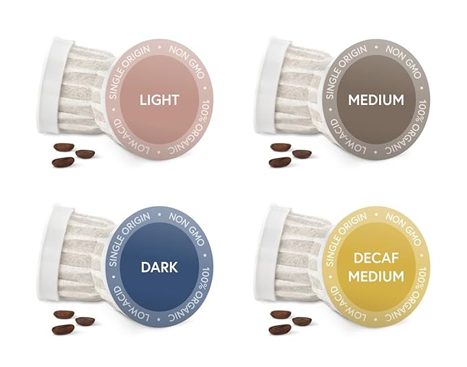 Fabula Organic Coffee Pods Sampler Pack- Low Acid - Single Origin - Mold Free - Non-GMO - Fair Trade - Only Compatible with Keurig K Cup 1.0 &amp 2.0 Brewers - 24 Count