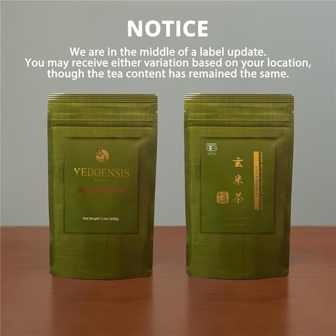 YEDOENSIS Genmaicha Powder - Organic Japanese Brown Rice Green Tea Powder JAS Certified Organic Vegan Gluten-Free (100g)