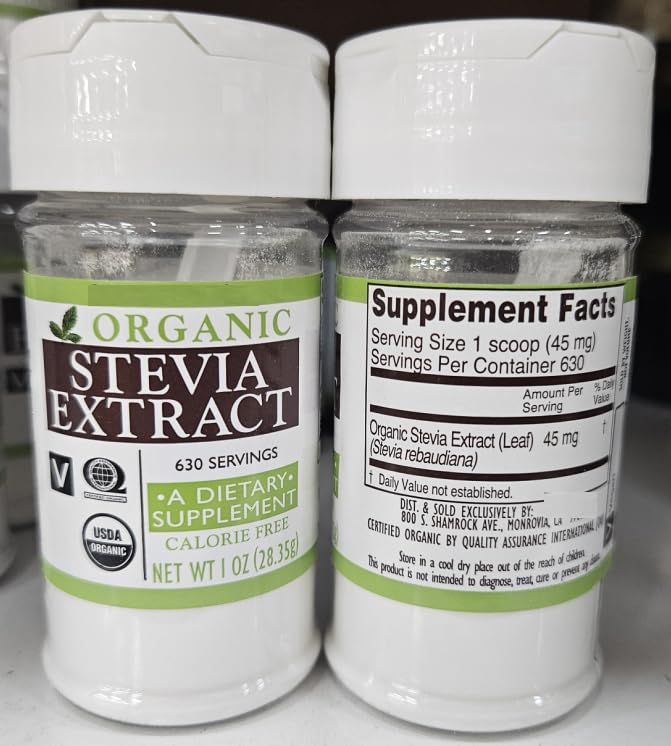 Trader Joe Organic Stevia Extract Calorie Free 1oz 28.35g (Two Bottles)