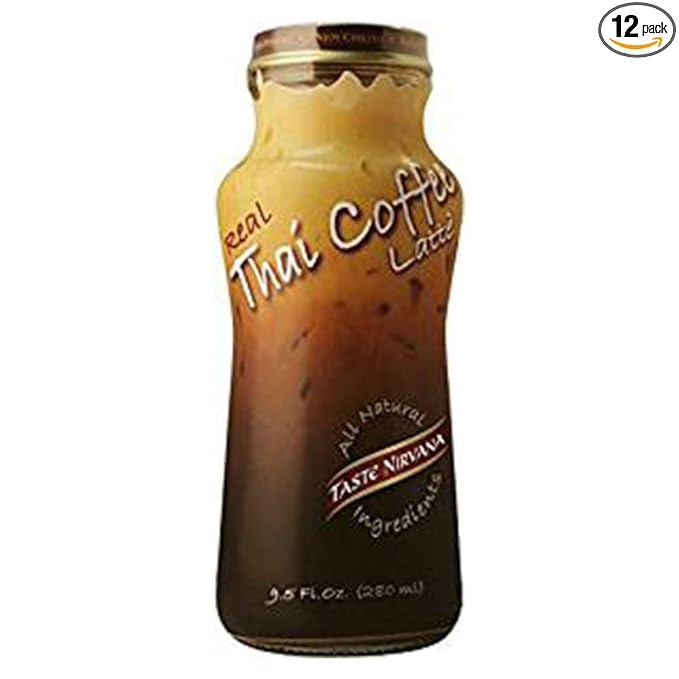 Taste Nirvana Real Thai Coffee Latte 9.5 Ounce Glass Bottles (Pack of 12)