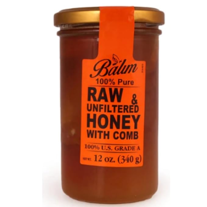 Balim Raw Unfiltered Honey with Comb 340 Gram [ 12 oz ] x 5 Pieces
