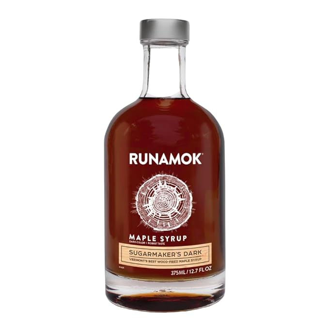 Runamok Maple Syrup Sugarmaker's Dark - Grade A Vermont Maple Syrup Dark Color Robust Taste | Pure Wood Fired Maple Syrup &amp 100% Natural | Classic Breakfast &amp Pancake Syrup | 12.68 Fl Oz (37