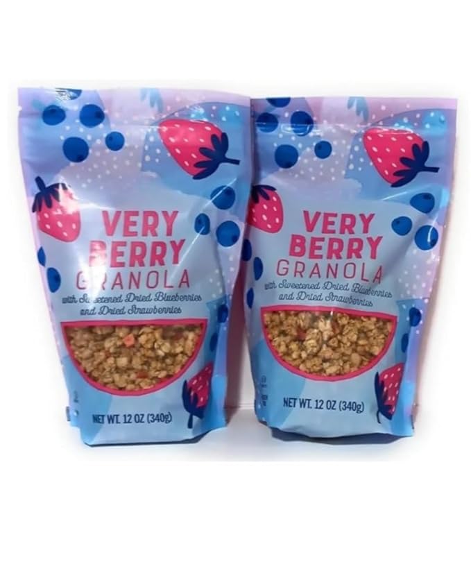 Very Berry Granola with Dried Blueberries and Strawberries 12 oz Pack of 2