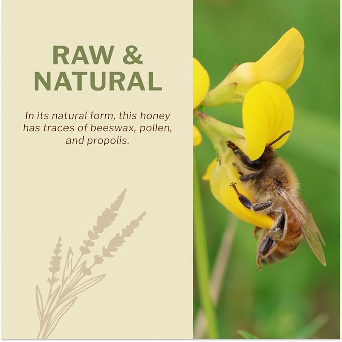 Oneroot 100% Organic Canadian Wildflower Honey - 17.6 Oz/1.1 Lbs Unheated &amp Creamed - Nutrient-Rich Natural Sweetener with Enzymes - Thick &amp Pure Raw Unfiltered Honey