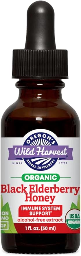 Oregon's Wild Harvest Organic Black Elderberry Honey Alcohol Free 1 fl oz (30 ml)