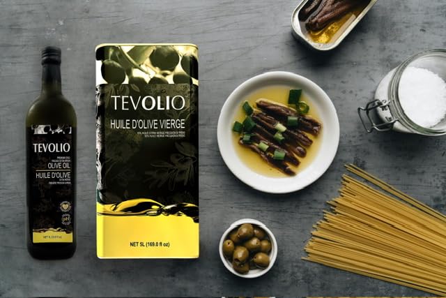 TEVOLIO VIRGIN OLIVE OIL 100% Pure and Cold-Pressed rich in antioxidants &amp healthy fats plant based vegetarian vegan versatile and premium quality low acidity EXTRA VIRGIN OIL - 5 LITER