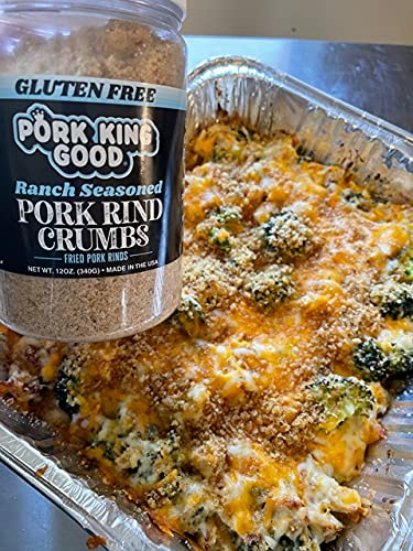 Pork King Good - Pork Rind Breadcrumbs - 2 Pack! Keto Friendly Paleo Gluten-Free Sugar Free Zero Carb Panko Substitute (Two 12 Oz Jars) (Ranch 2 Pack)