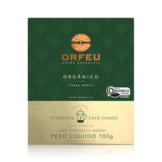 Orfeu Specialty Intense Coffee Drip Sachets – 100% Arabica Dark Roast Notes of Toasted Caramel &amp Fruit Jam – Low Acidity Velvety Body – 10 Sachets (3.52oz/100g)