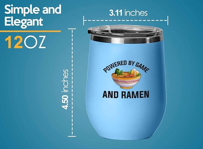 Ramen Lover Blue Edition Wine Tumbler 12oz - Powered by game - Food Lovers chicken pumpkin vegan pantry spicy noodles