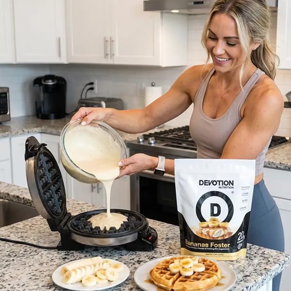 Devotion Nutrition Protein Powder Bananas Foster – 20g Whey Isolate &amp Casein Protein Blend – No Added Sugar Low Carb Gluten-Free Keto-Friendly 1g MCT Kosher – 2lb Pouch