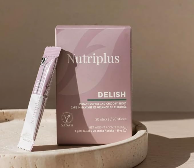 FARMASi Nutriplus Chicory Root Instant Coffee Sticks Plant Based Low Caffeine Coffee Alternative Vegan Single Serve Travel Packets 16 Sticks