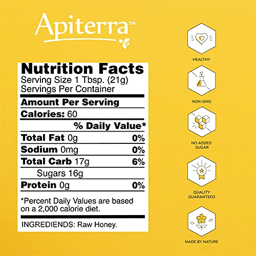 Apiterra - Raw Honey Bulk 8 lbs Bucket Unfiltered Unpasteurized 100% Pure and Natural Wildflower Raw Honey