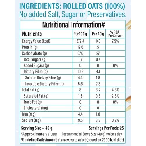 Bagrrys Oats Breakfast Cereal (1kg Bagrrys Rolled Oats)