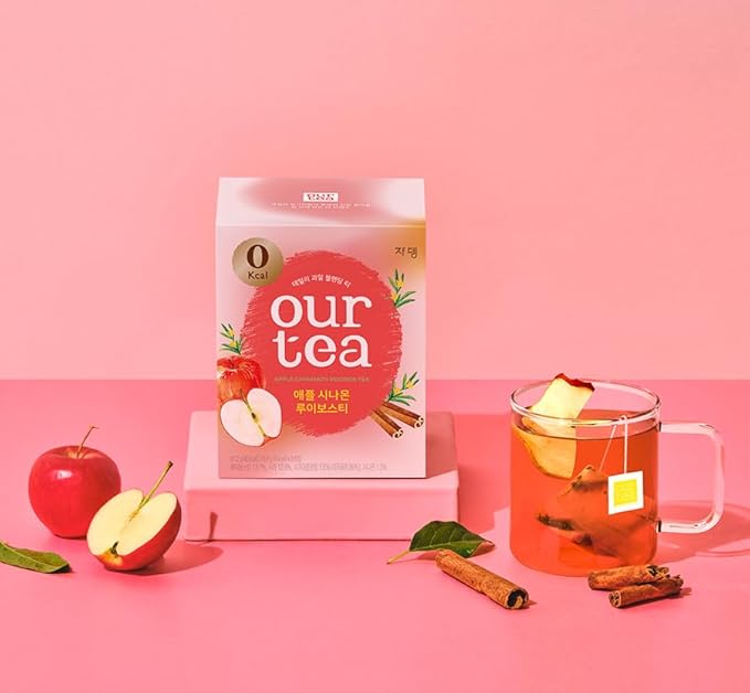 ROASTIQUE Apple Cinnamon Rooibos Tea with Real Dried Fruit – Premium Orgainc Tea Sweet Fruit Blend Hot or Iced Tea Zero Sugar &amp Zero Calories 8 Tea Bags