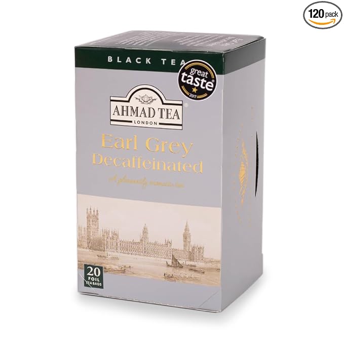 Ahmad Tea Decaffeinated Earl Grey Tea 20-Count Boxes 8.4 ounce (Pack of 6)