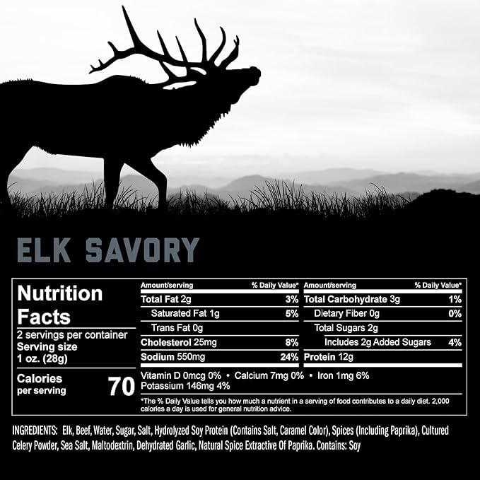 ICON Meats Elk and Beef Jerky Steak Strips Savory Flavor 8 High Protein Snacks Packs 2 Strips per Pack Low Sugar Gluten Free Natural USDA Inspected Made in the USA Gifts for Him