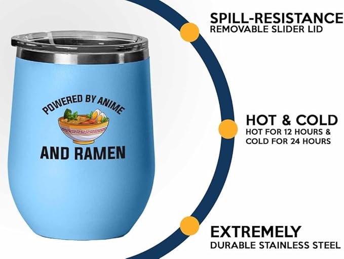 Ramen Lover Blue Edition Wine Tumbler 12oz - Powered by anime - Food Lovers chicken pumpkin vegan pantry spicy noodles
