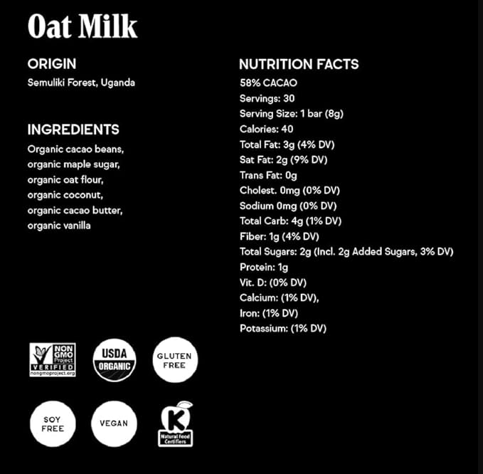 Raaka Oat Milk Chocolate Gift Box | 58% Cacao Vegan Milk Chocolate | Organic Vegan Gluten Free | Box of 30 Individually Wrapped Chocolates