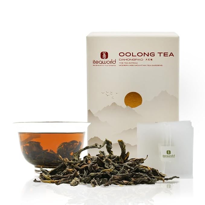 iTeaworld Da Hong Pao - Oolong Loose Leaf - Wuyi Rock Tea Oolong Tea Loose Leaf Scent Whole Loose leaves for Daily Use with 20 Eco-Conscious Tea Bags （3.5oz/100g)