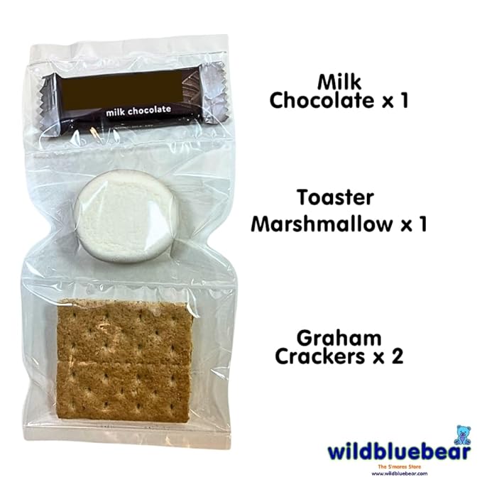 WBB | SMORES KIT STRIP | Individually packaged set : Graham Crackers Marshmallow Chocolate | Make delicious smores (25 sets) (25 units Milk)