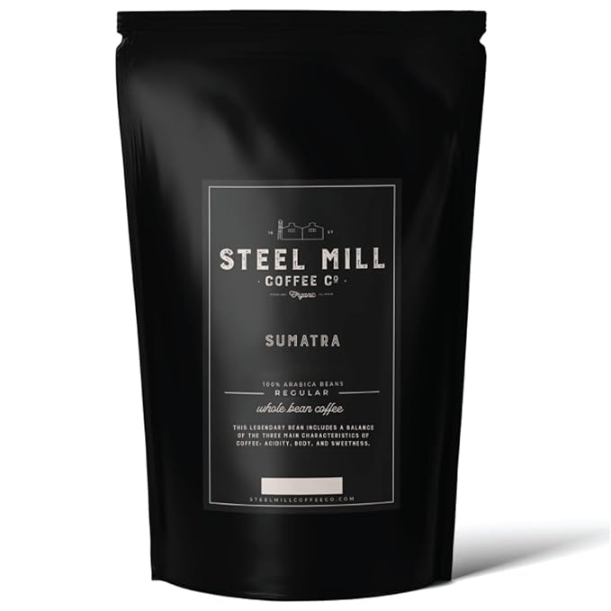 Steel Mill Coffee Co. Sumatra Single-Origin Fair Trade Organic Ground Coffee – Dark Roast – 100% Arabica Beans – 2lb Bag – Vegan Gluten-Free Sugar-Free