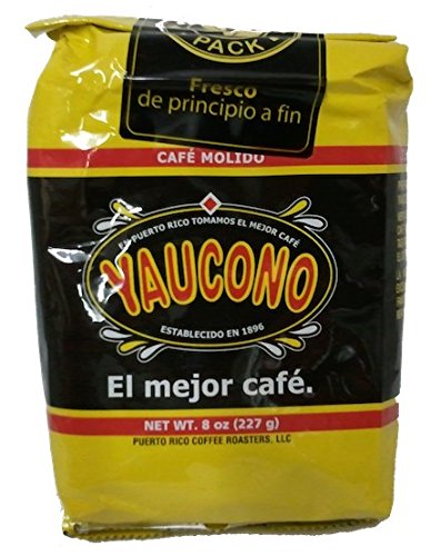 Puerto Rican Ground Coffee Variety Pack - 4 Local Favorites In 8 Ounce Bags (Cafe Rico Lareno Crema and Yaucono) Includes 2 Envelopes Of Sason Accent