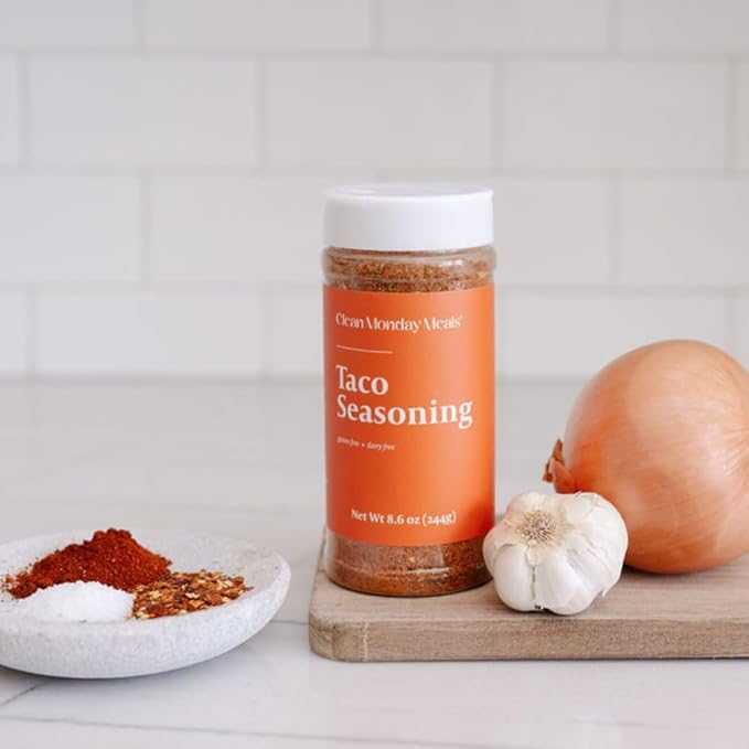 Clean Monday Meals Taco Seasoning Mix | Gluten Free Dairy Free Non-GMO Herb Blend for Pasta Roasts Sauces &amp Meal Prep | Mediterranean Herbs &amp Garlic | Clean Label Spice Mix