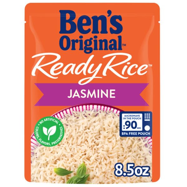 BEN'S ORIGINAL Ready Rice Jasmine Rice Easy Dinner Side 8.5 oz Pouch (Pack of 12)