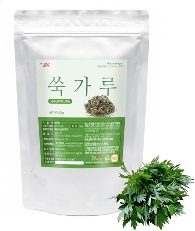 K-Herb Korean Mugwort Powder – 100% Pure Dried Mugwort from Korea Natural Ingredient for Herbal Tea Culinary Use Plant-Based Powder 쑥가루 (10.6 oz (300g) Mugwort)