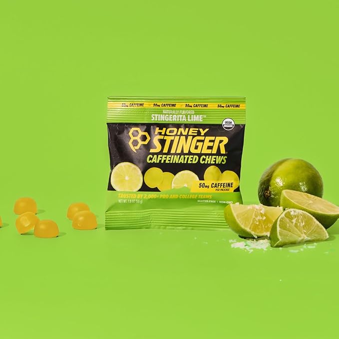 Honey Stinger Stingerita Lime Caffeinated Energy Chew Gluten Free with Caffeine for Exercise Running and Performance Sports Nutrition for Home &amp Gym Pre and Mid Workout 21.6 Ounces (Pack of