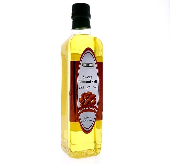 Hemani Sweet Almond Oil 500mL (16.9 FL OZ) - 100% Edible Oil for Cooking and Skincare