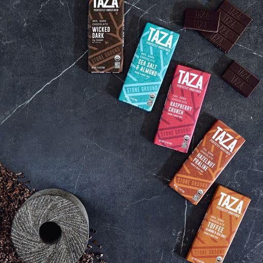 Taza Chocolate Organic Amaze Bar 70% Dark Stone Ground Hazelnut Praline 2.5 Ounce (10 Count) Vegan