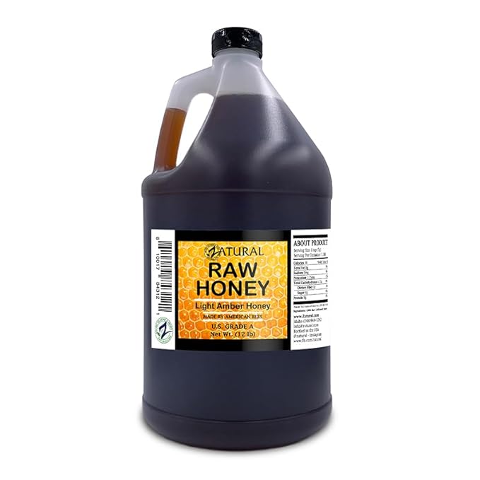 Zatural 100% Pure Natural Honey | Premium Unfiltered Sweetener &amp Food Ingredient | Ideal for Beverages Baking &amp Culinary Use ~1 Gallon (12 Pounds)