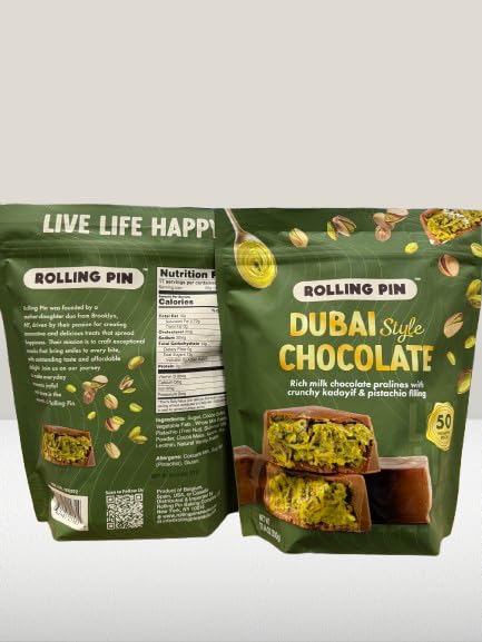 Dubai Style Chocolate Pistachio Pralines – Pack of 2 | Product of Belgium | 100 Wrapped Pieces | Rich Milk Chocolate with Crunchy Kadayif &amp Pistachio Filling | 2 x 17.64 oz Gift Boxes