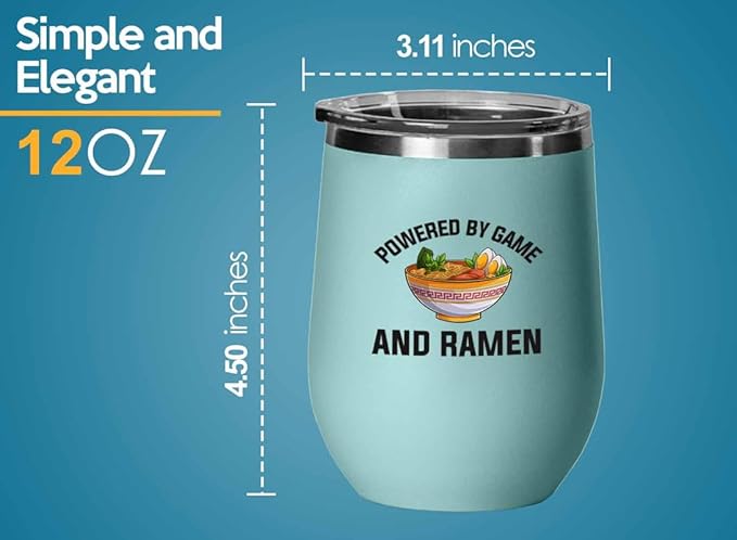 Ramen Lover Teal Edition Wine Tumbler 12oz - Powered by game - Food Lovers chicken pumpkin vegan pantry spicy noodles