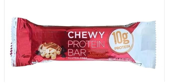 Kirkland Peanut Butter &amp Semisweet Chocolate Chip Protein Bars – 10g Protein Gluten Free Kosher 42 Count 1.41 oz Bars Net Wt 59.2 oz