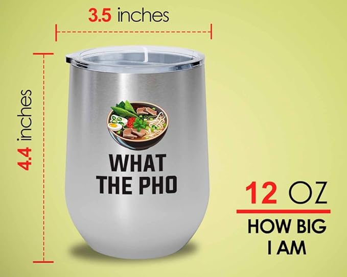 Ramen Lover Silver Edition Wine Tumbler 12oz - What the pho - Food Lovers chicken pumpkin vegan pantry spicy noodles