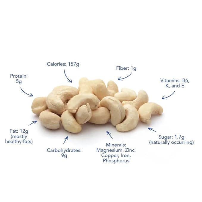 Dry Roasted Cashews W320 Unsalted Non-GMO Vegan Snack Bulk 25 lb (25 Pounds) Case for Baking Foodservice and Wholesale Use