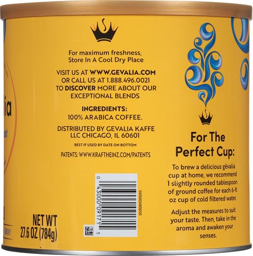 Gevalia French Roast Ground Coffee (27.6 oz Canister) (Pack of 2)