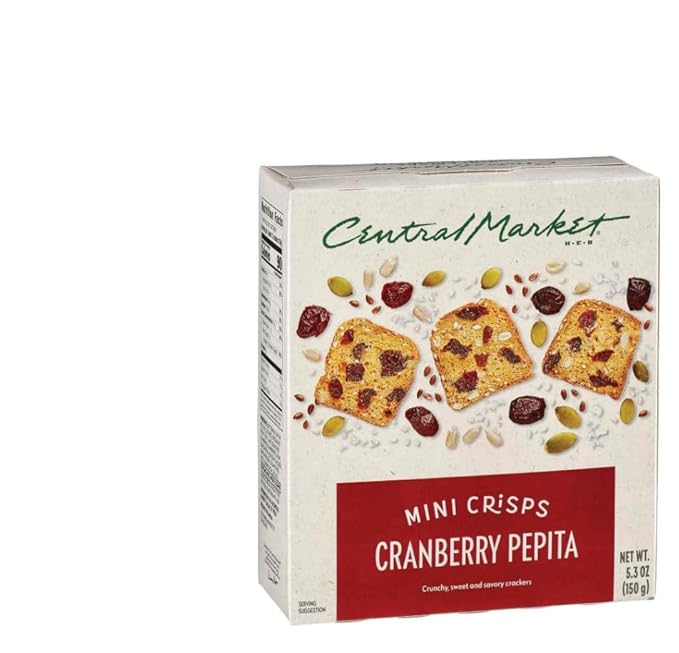 H-E-B Central Market Mini Crisps Crackers 5.3oz - 2 boxes (Coconut Lemongrass and Cranberry Pepita)