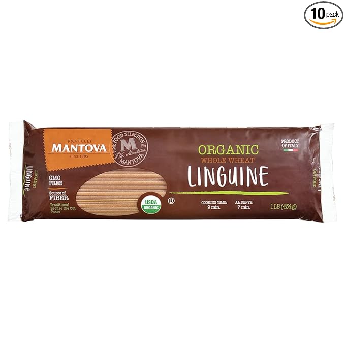 Mantova Italian Organic Linguine Whole Wheat Pasta 1-Pound Bags (Pack of 6)