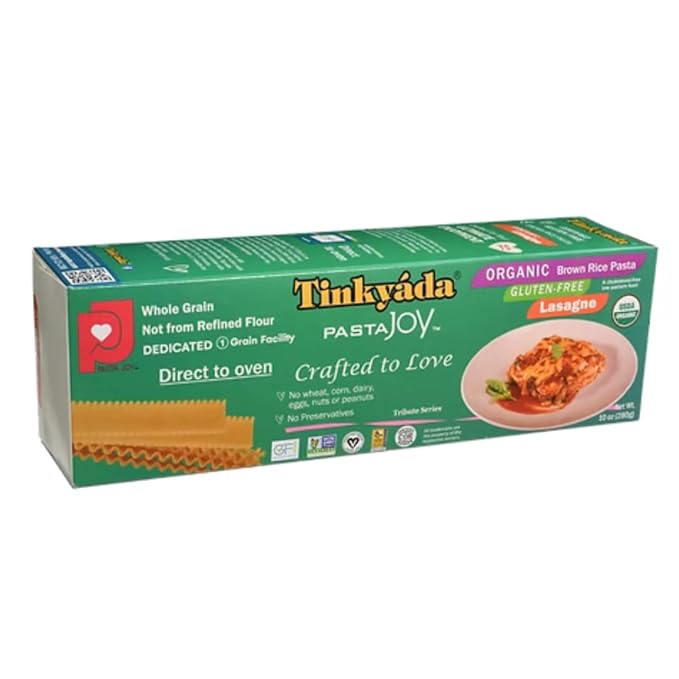 Tinkyada Organic Gluten Free Brown Rice Lasagna Noodles 10 oz (12-Pack) – Certified Gluten Free Non-GMO Kosher Vegan-Friendly Perfect for Lasagna Casseroles &amp Pasta Bakes | Tinkyada