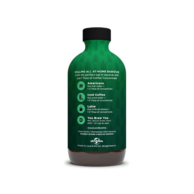 Pop &amp Bottle Ozpresso Coffee Concentrate - Instant Cold Brew Espresso-Style Concentrate for Hot or Iced Drinks 90 mg of Caffeine per Tablespoon Unsweetened Dark Roast Makes Up to 16 Cups - 8 f