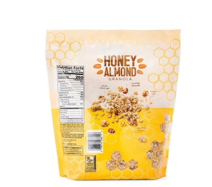 Member Mark Expect More Honey Almond Granola 4 lbs | Crunchy Whole Grain Cereal with Real Honey &amp Almonds | Great for Breakfast Yogurt or Snacking