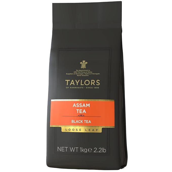 Taylors of Harrogate Assam Black Tea Loose Leaf 1 Kilo Bag|2.2lb (Pack of 1) Full-bodied Satisfying &amp Malty Caffeinated Premium Whole Leaf Tea
