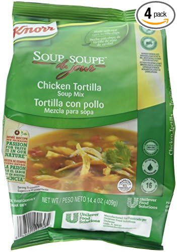 Knorr Professional Soup du Jour Chicken Tortilla Soup Mix No added MSG 0g Trans Fat per Serving Just Add Water 14.4 oz Pack of 4