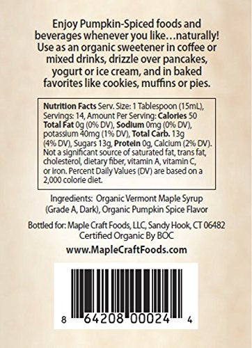 Maple Craft Foods Pumpkin Spice Vermont Maple Syrup (Organic) (Pack of 2)