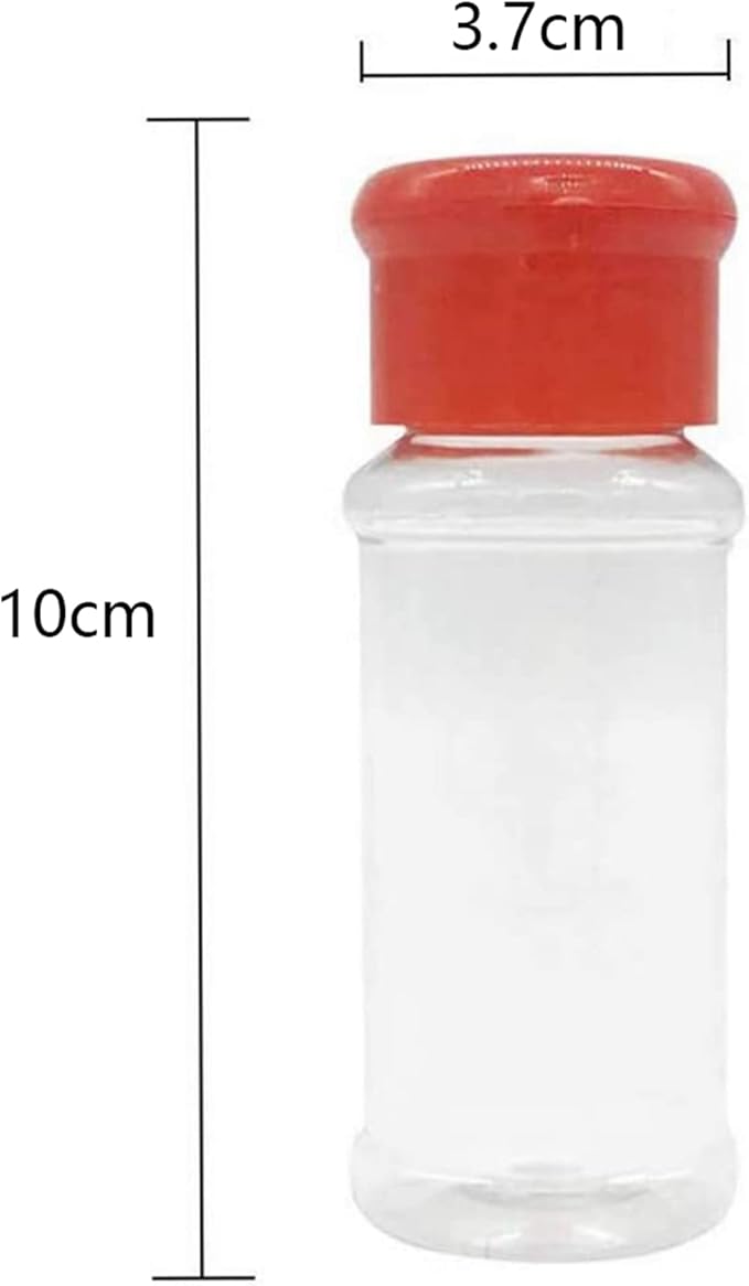 100 Empty Plastic Spice Bottles for Storing Barbecue Seasoning Salt Pepper Etc. 100Ml / 3.3Oz Red