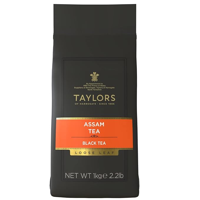 Taylors of Harrogate Assam Black Tea Loose Leaf 1 Kilo Bag|2.2lb (Pack of 1) Full-bodied Satisfying &amp Malty Caffeinated Premium Whole Leaf Tea